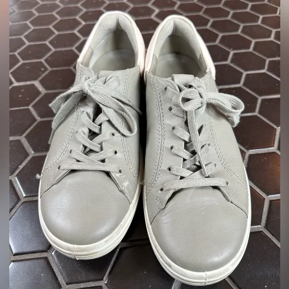 Sage Green Ecco Leather Sneakers - Picture 1 of 4